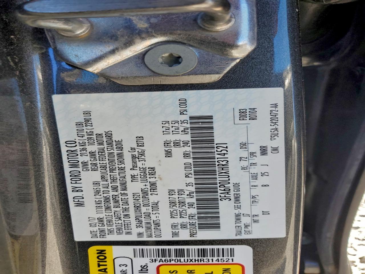 2017 FORD FUSION