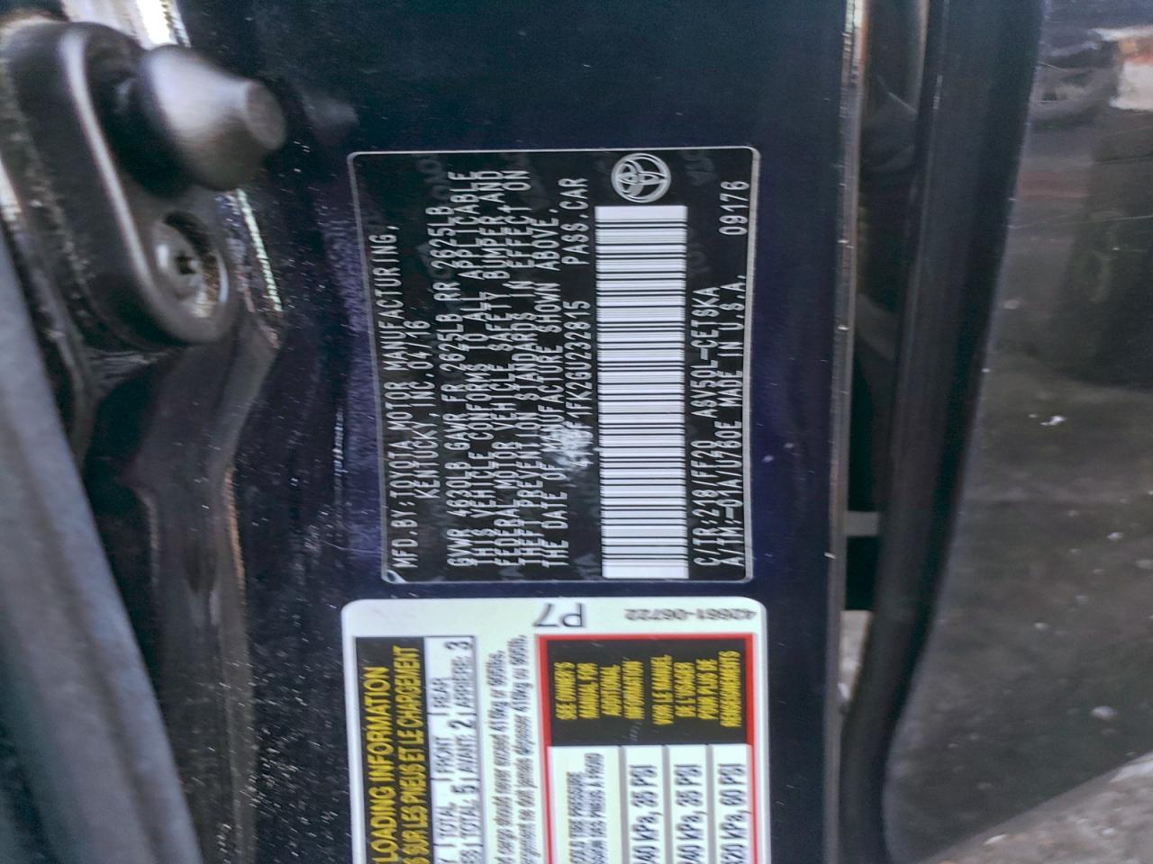 2016 TOYOTA CAMRY