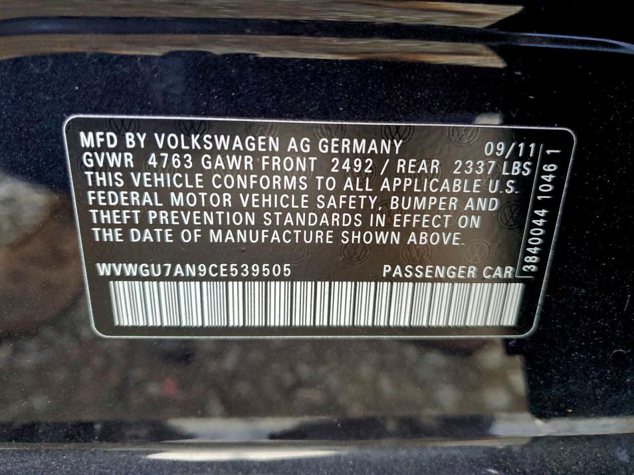 2012 VOLKSWAGEN CC