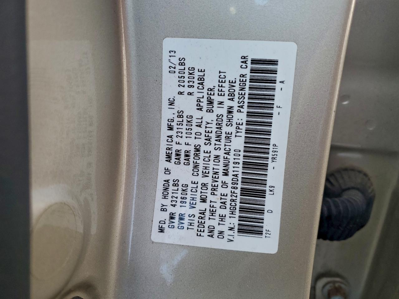 2013 HONDA ACCORD