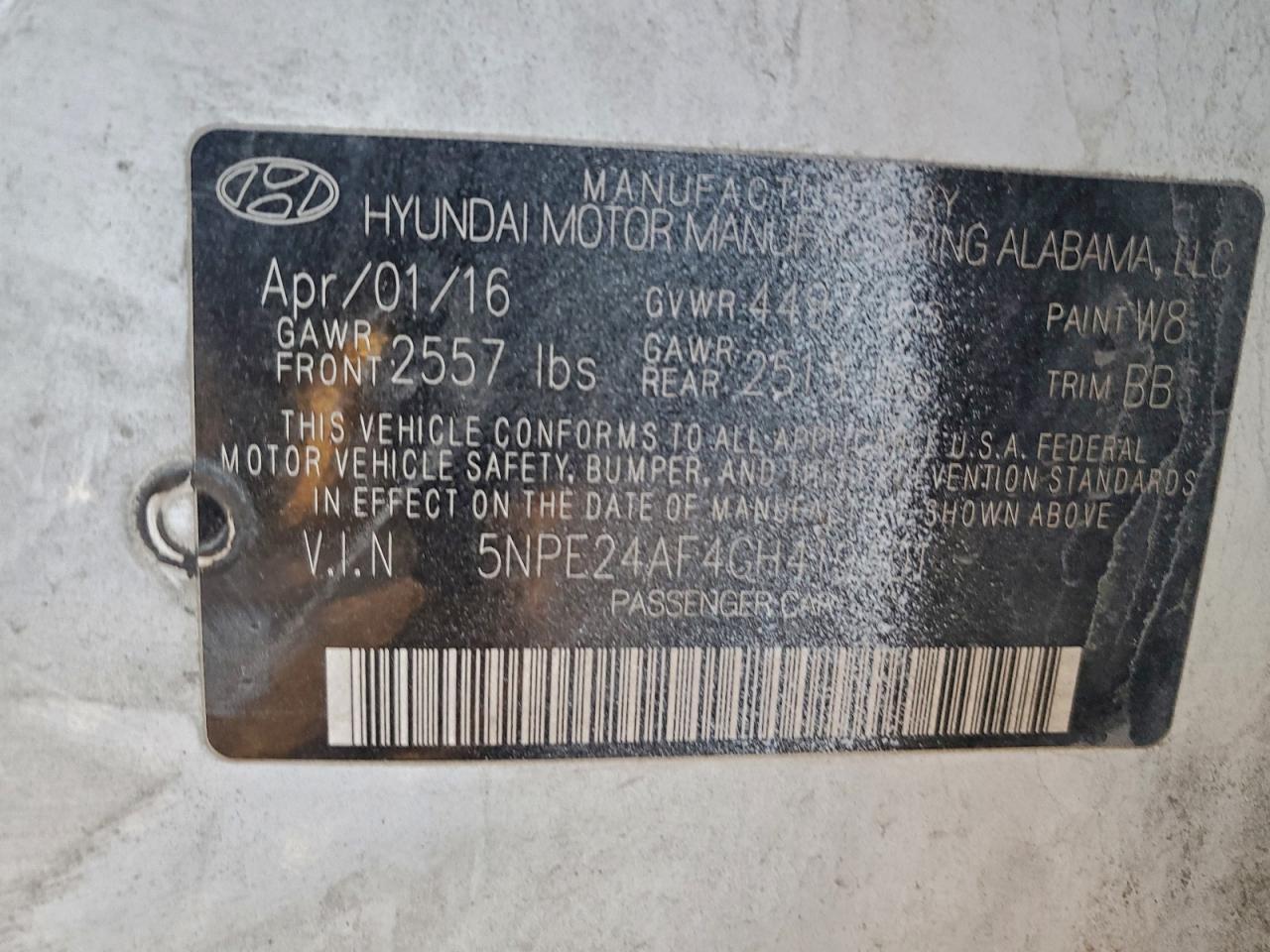 2016 HYUNDAI SONATA