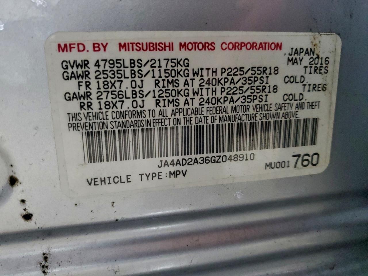 2016 MITSUBISHI outlander