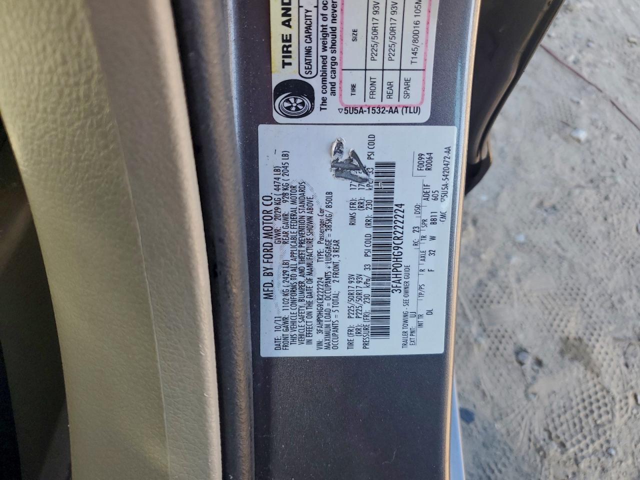 2012 FORD FUSION