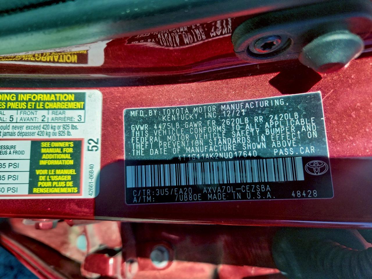 2022 TOYOTA CAMRY