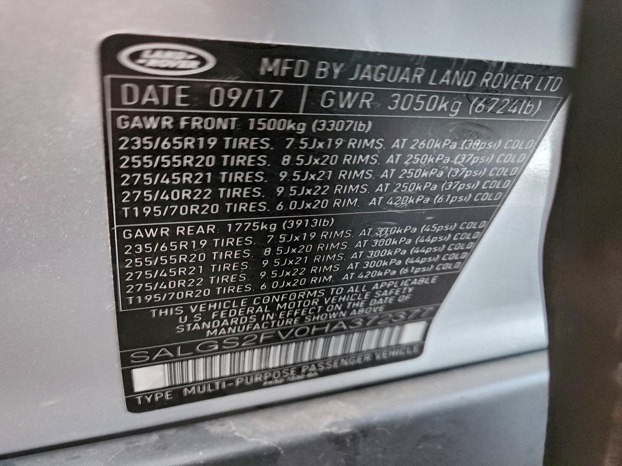 2017 LAND ROVER RANGE ROVER