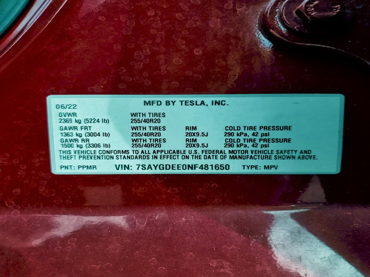 2022 TESLA MODEL Y