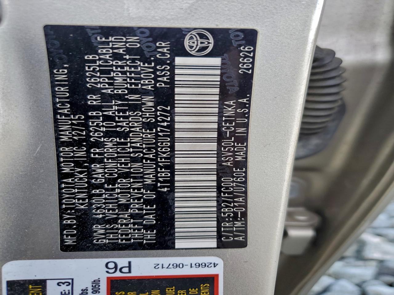 2016 TOYOTA CAMRY