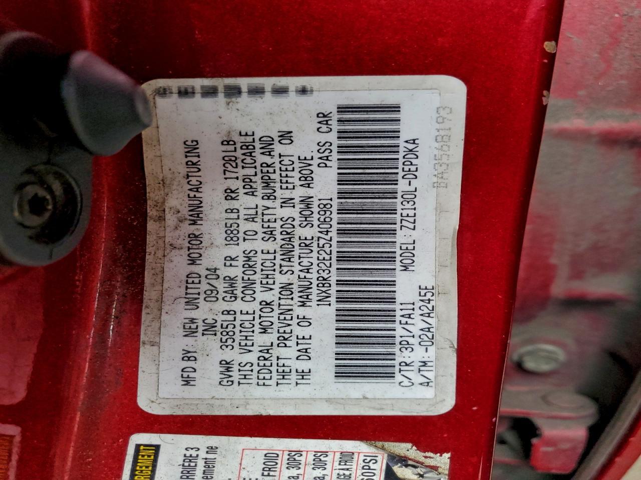 2005 TOYOTA COROLLA