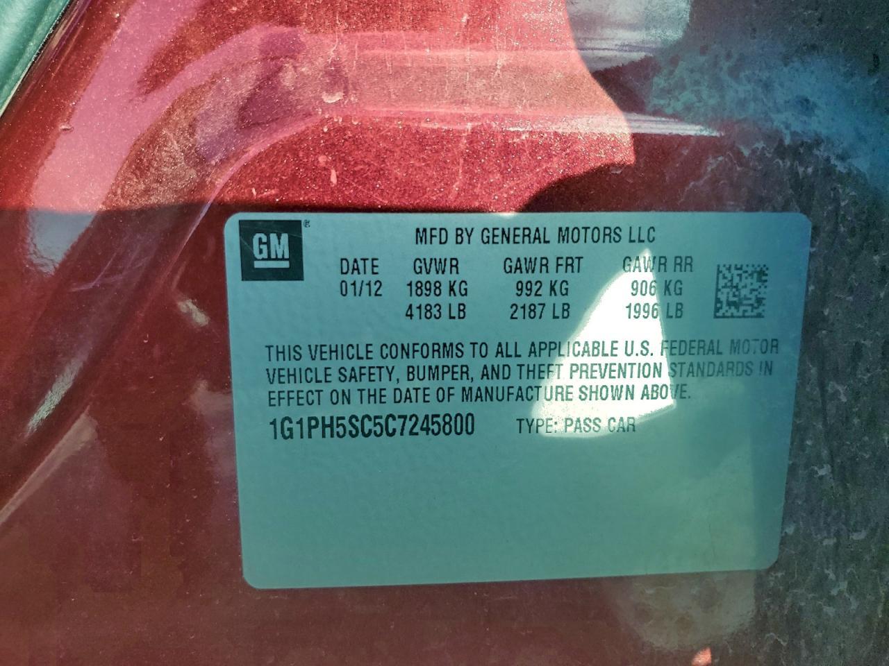 2012 CHEVROLET CRUZE