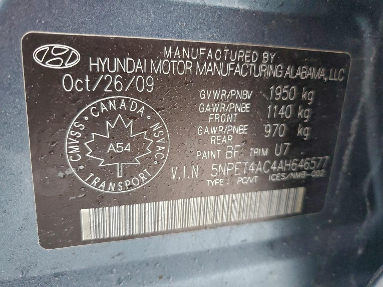 2010 HYUNDAI SONATA