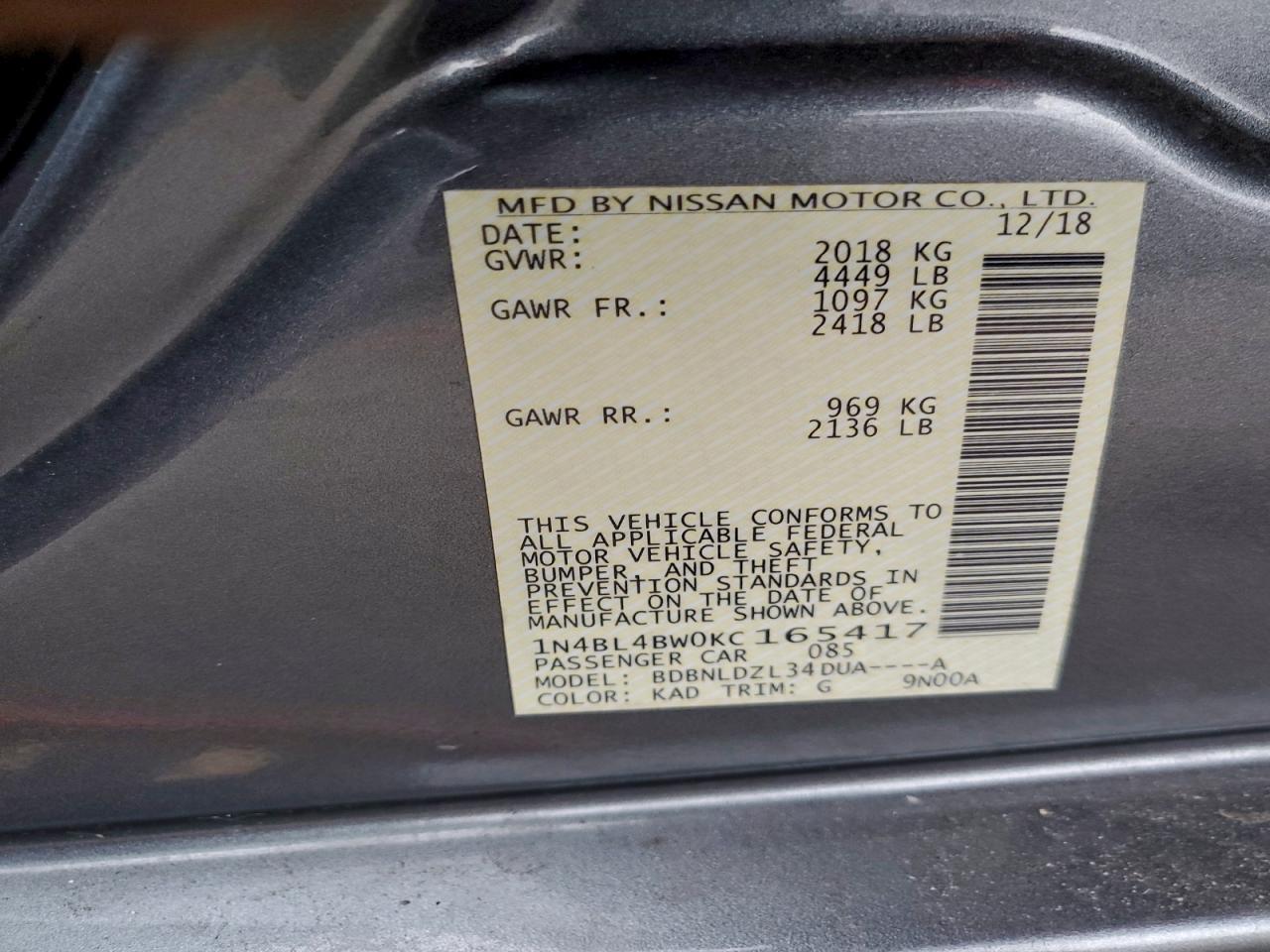 2019 NISSAN ALTIMA