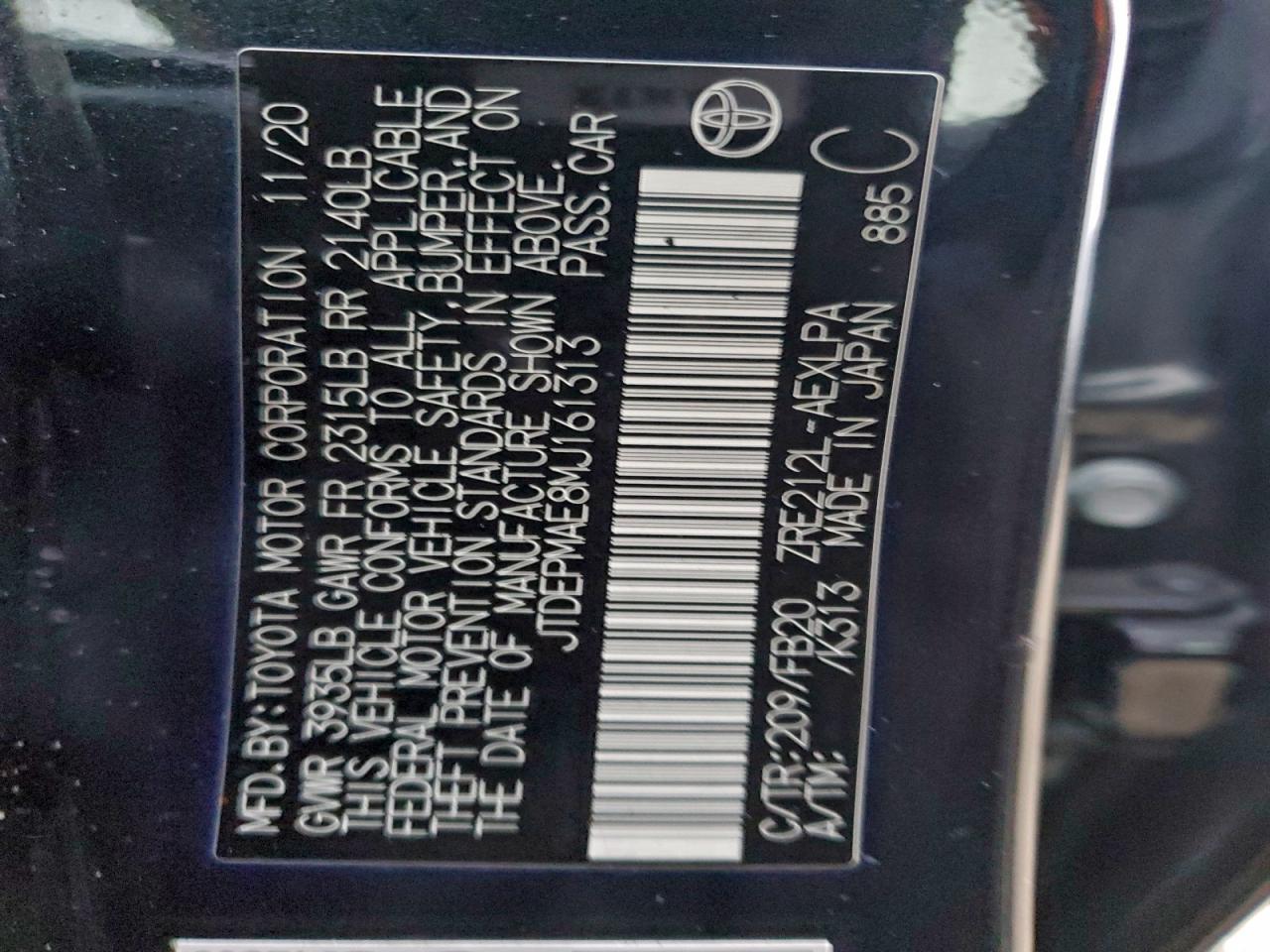 2021 TOYOTA COROLLA