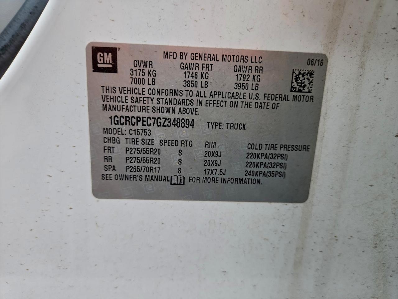 2016 CHEVROLET SILVERADO 1500