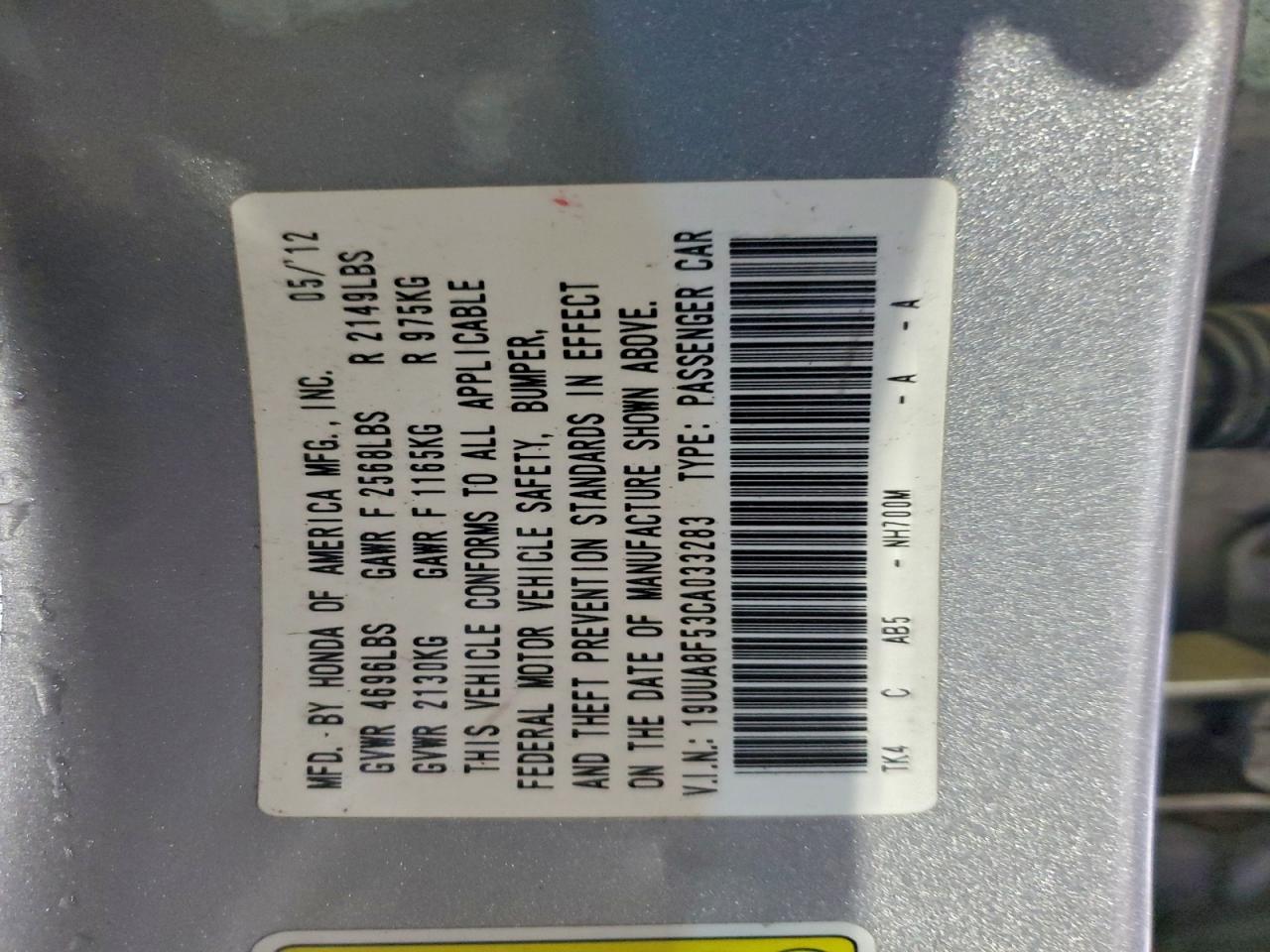 2012 ACURA TL