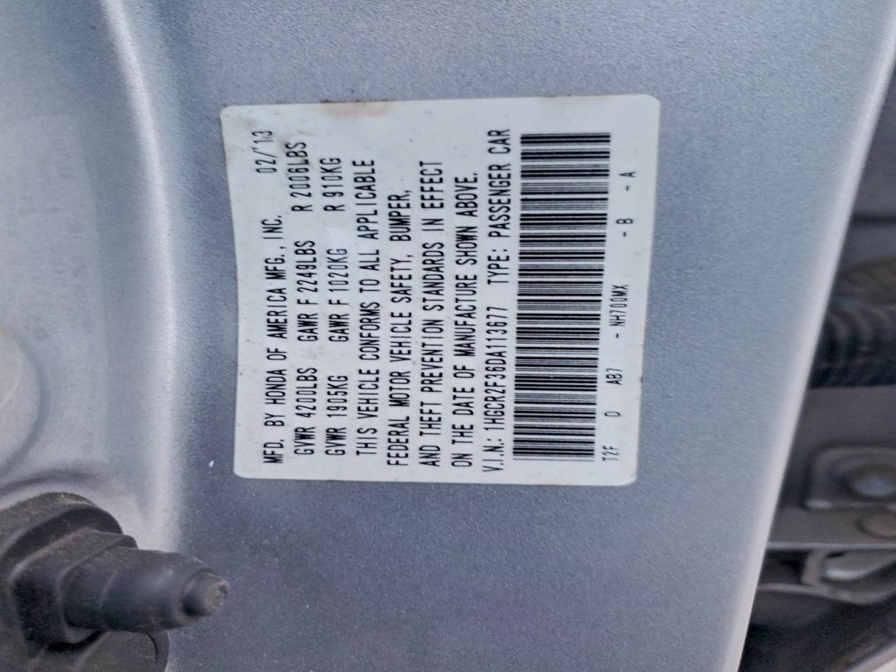 2013 HONDA ACCORD
