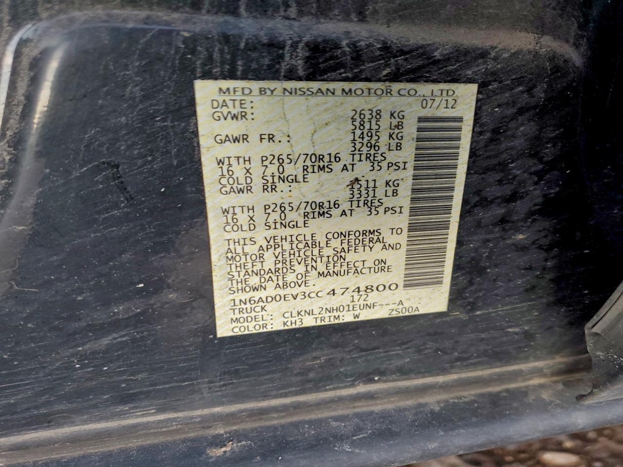 2012 NISSAN Frontier