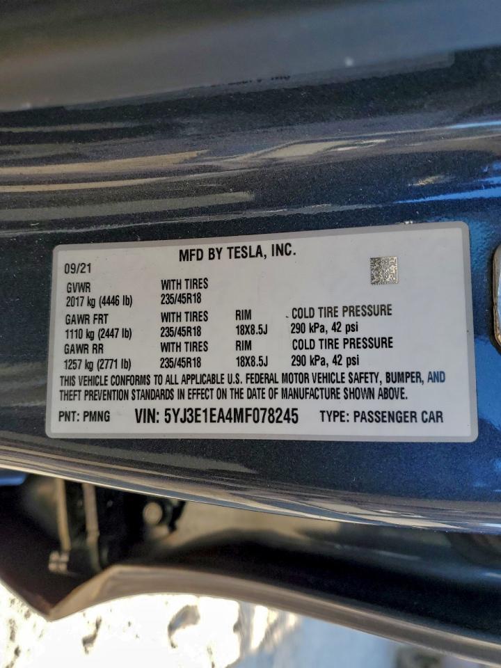 2021 TESLA MODEL 3