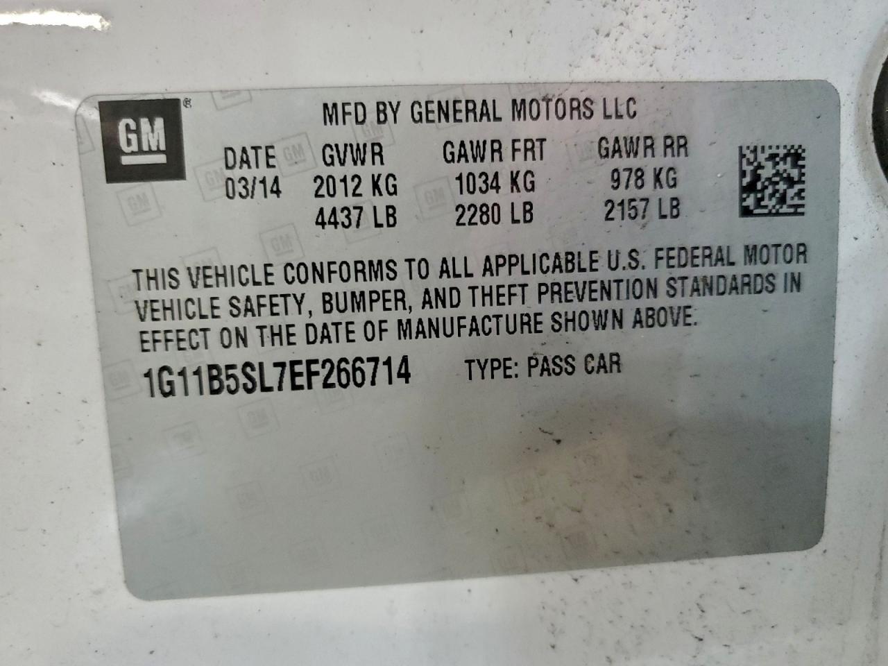 2014 CHEVROLET MALIBU