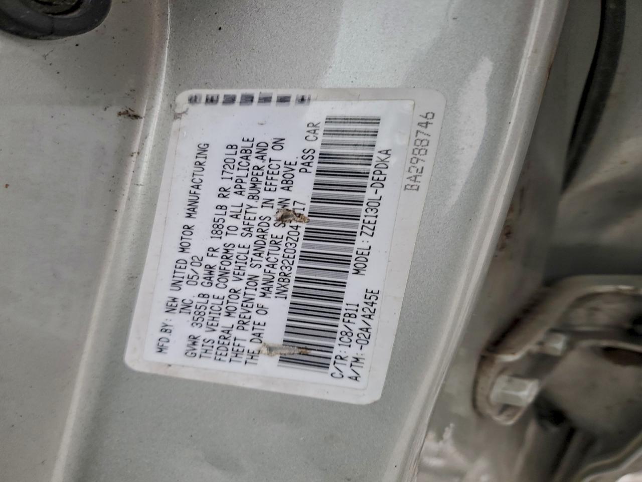 2003 TOYOTA COROLLA