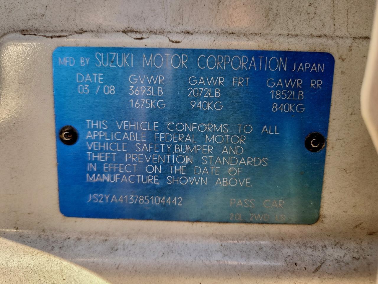 2008 SUZUKI SX4