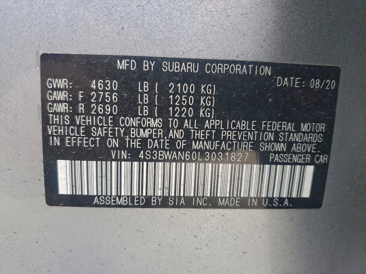 2020 SUBARU Legacy