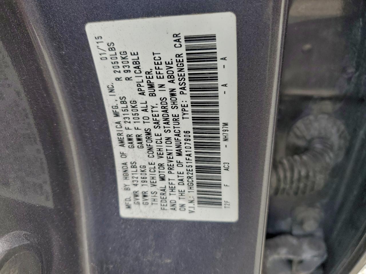2015 HONDA ACCORD