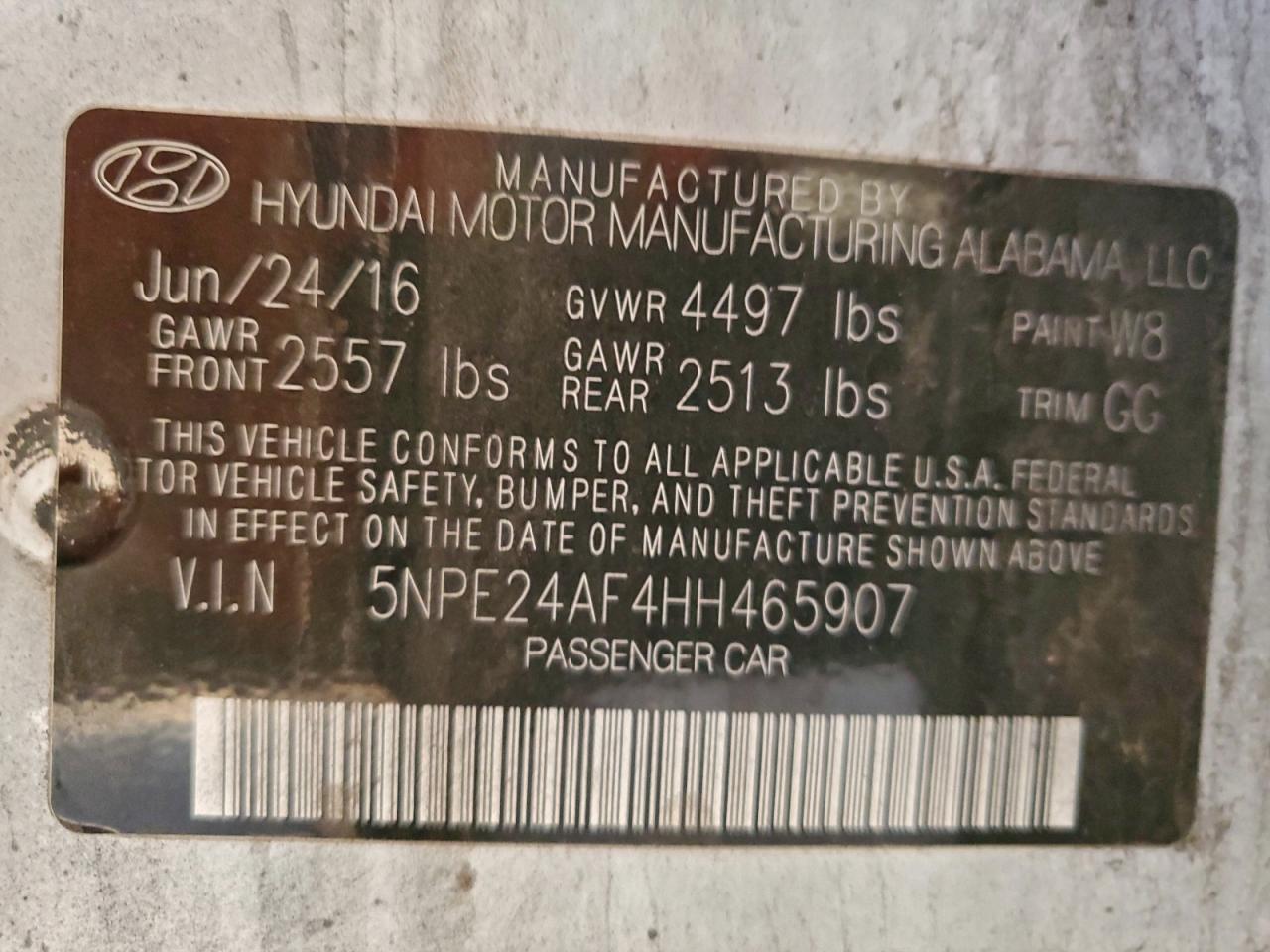 2017 HYUNDAI SONATA