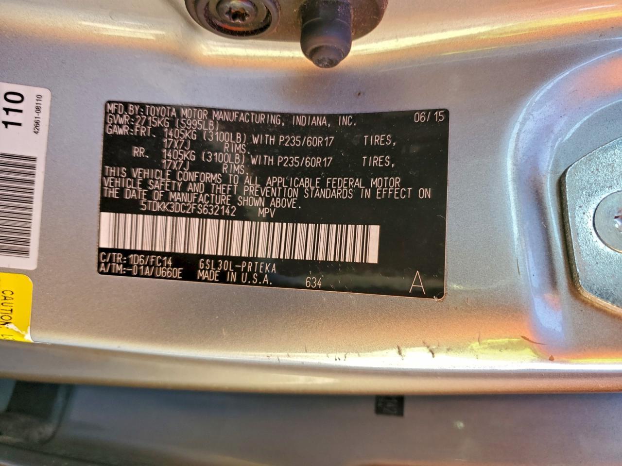 2015 TOYOTA SIENNA
