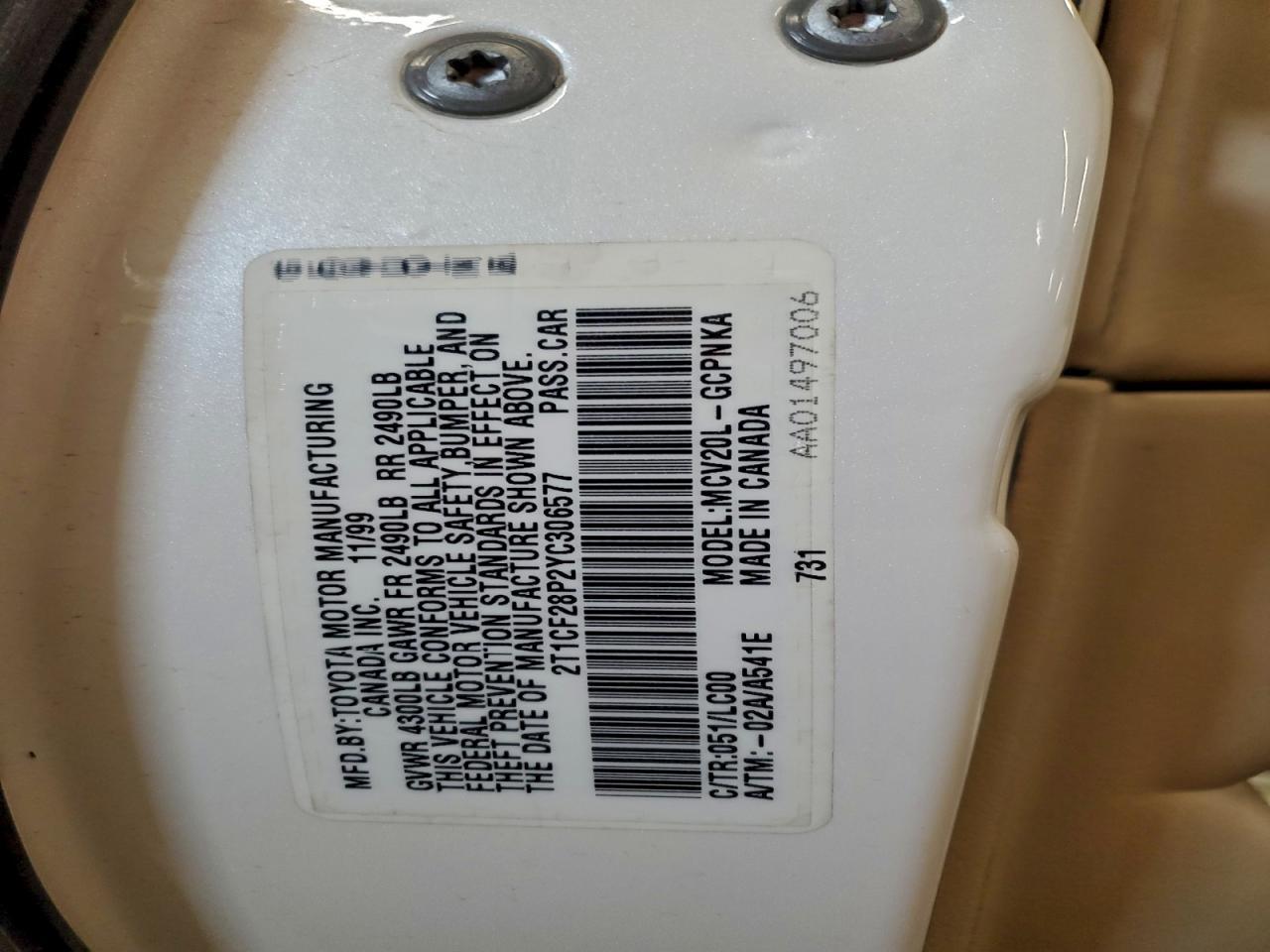 2000 TOYOTA CAMRY