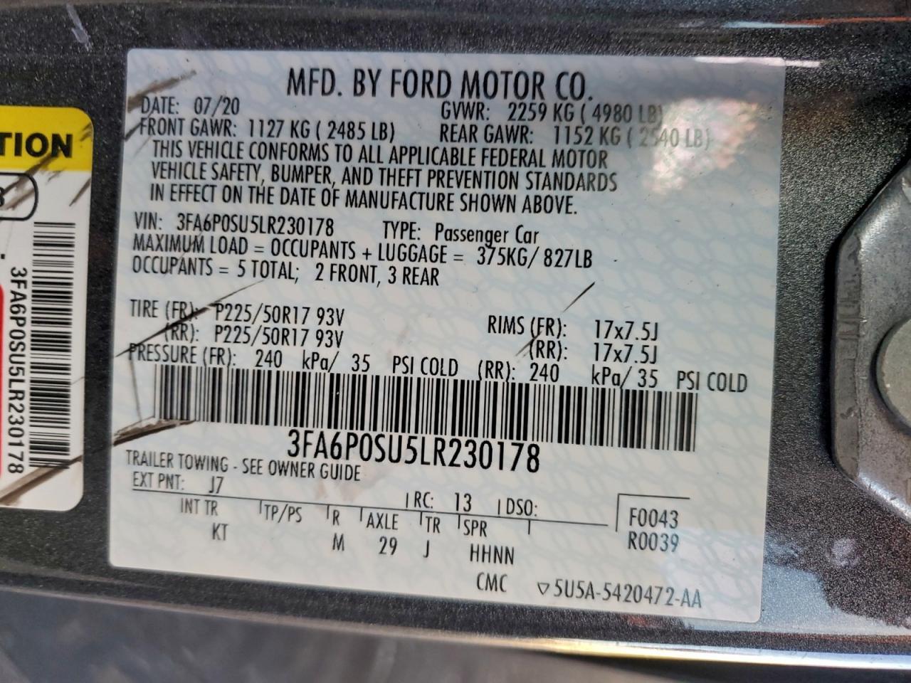 2020 FORD FUSION