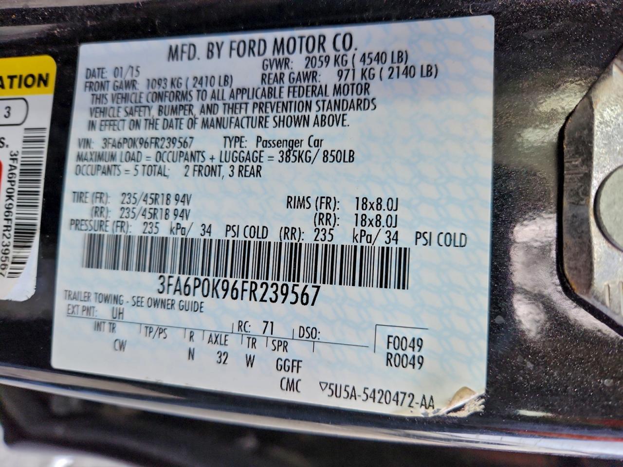 2015 FORD FUSION