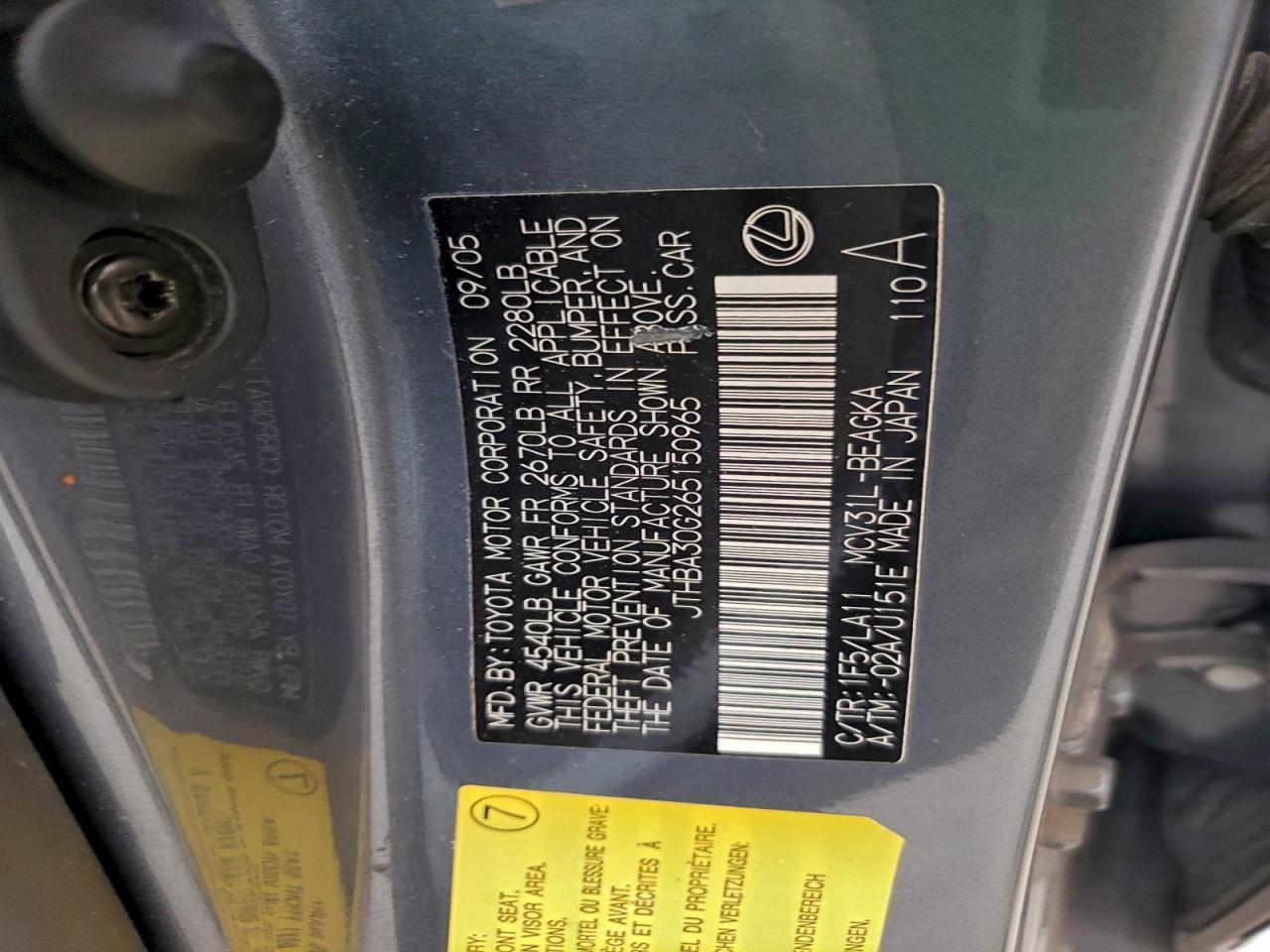 2006 LEXUS ES 330