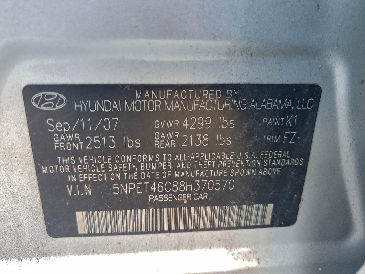 2008 HYUNDAI SONATA