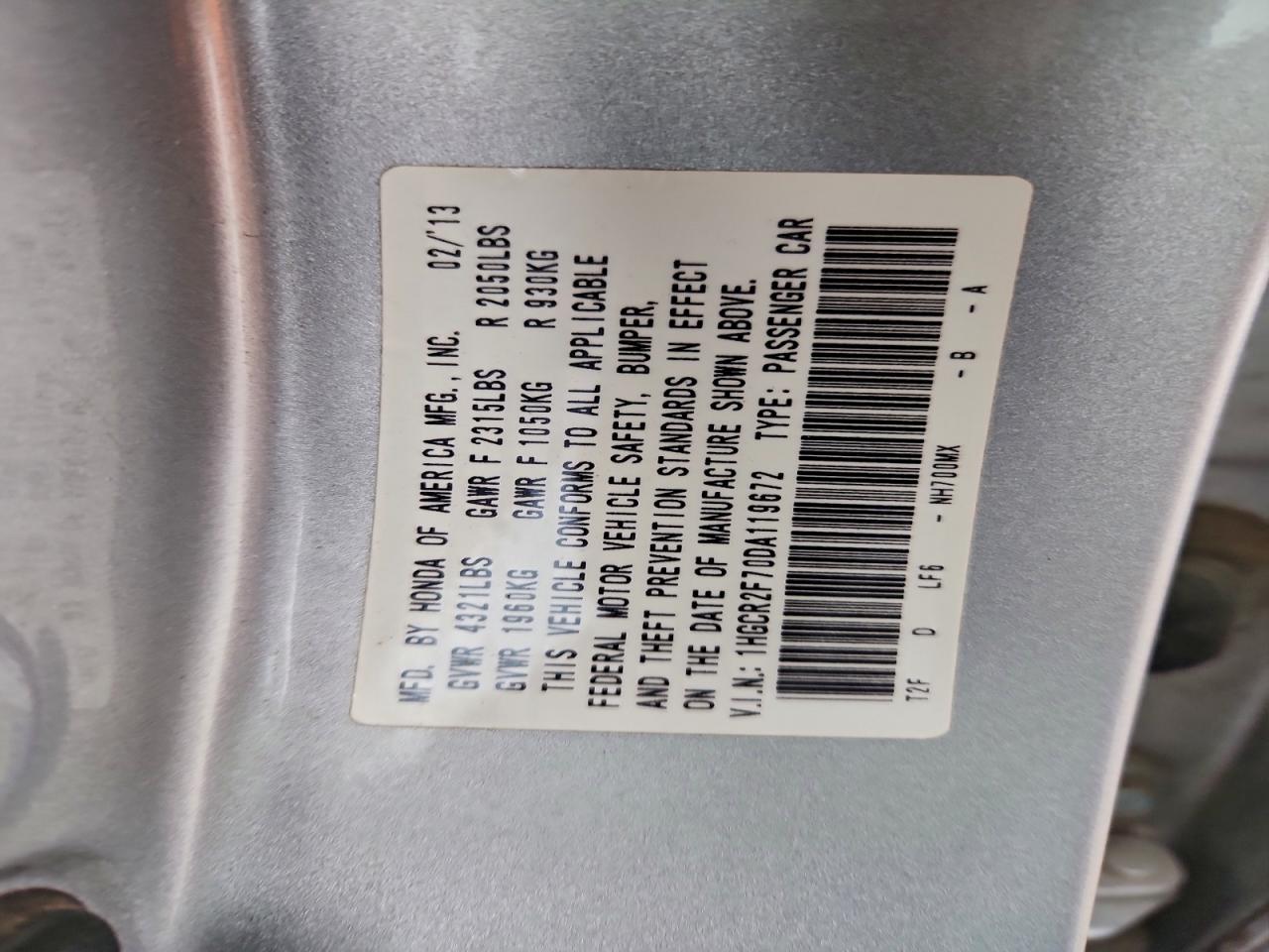 2013 HONDA ACCORD