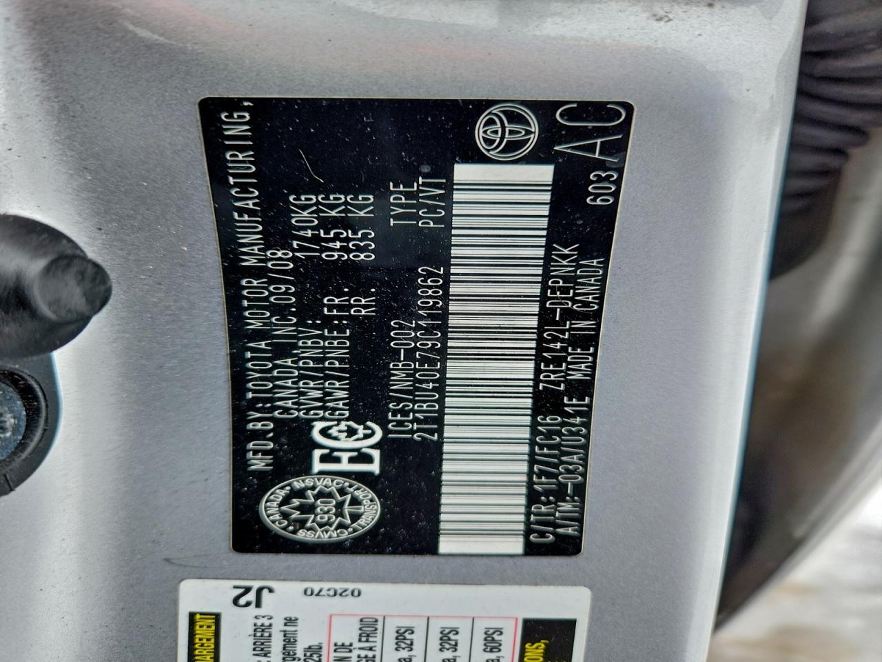2009 TOYOTA COROLLA
