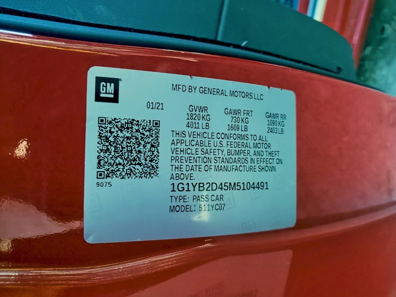 2021 CHEVROLET Corvette Stingray