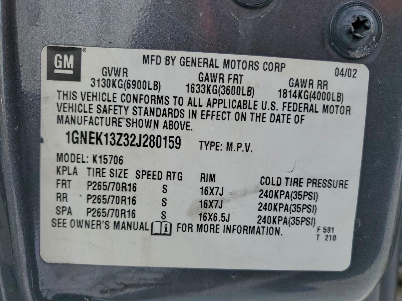 2002 CHEVROLET Tahoe