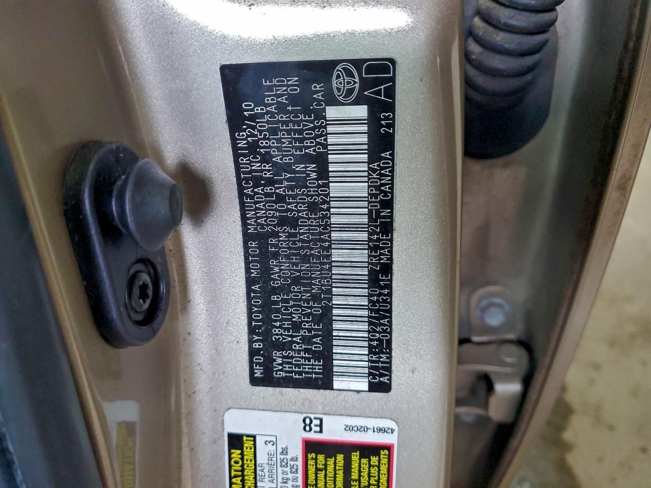 2010 TOYOTA COROLLA