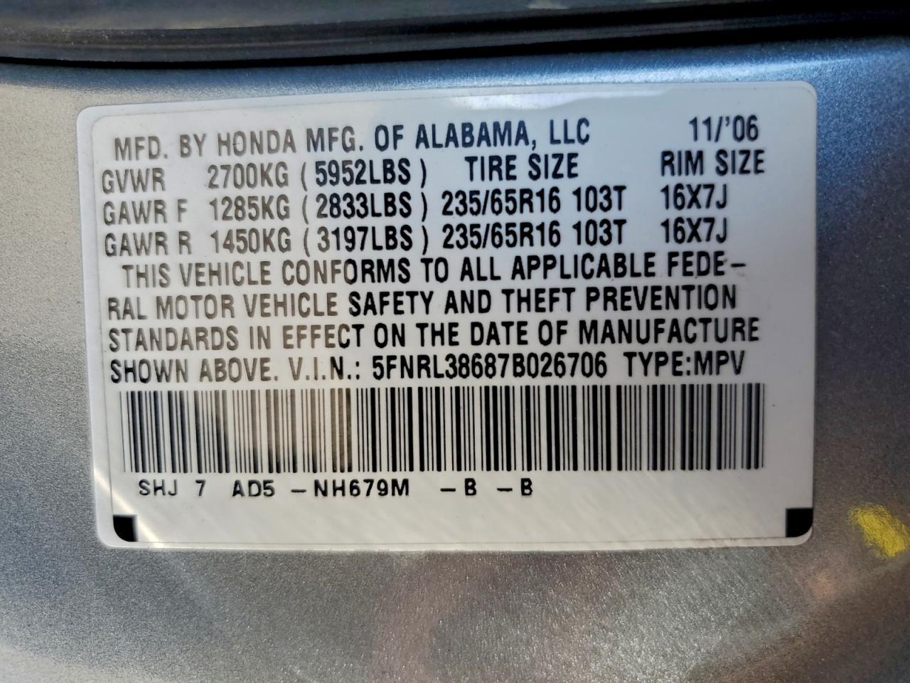 2007 HONDA ODYSSEY