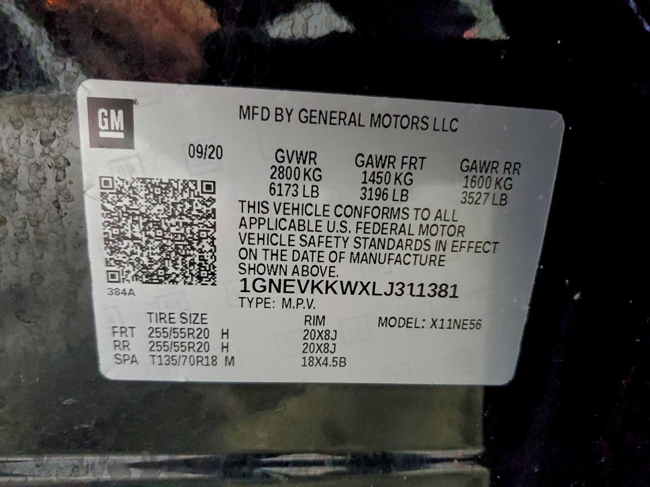 2020 CHEVROLET TRAVERSE