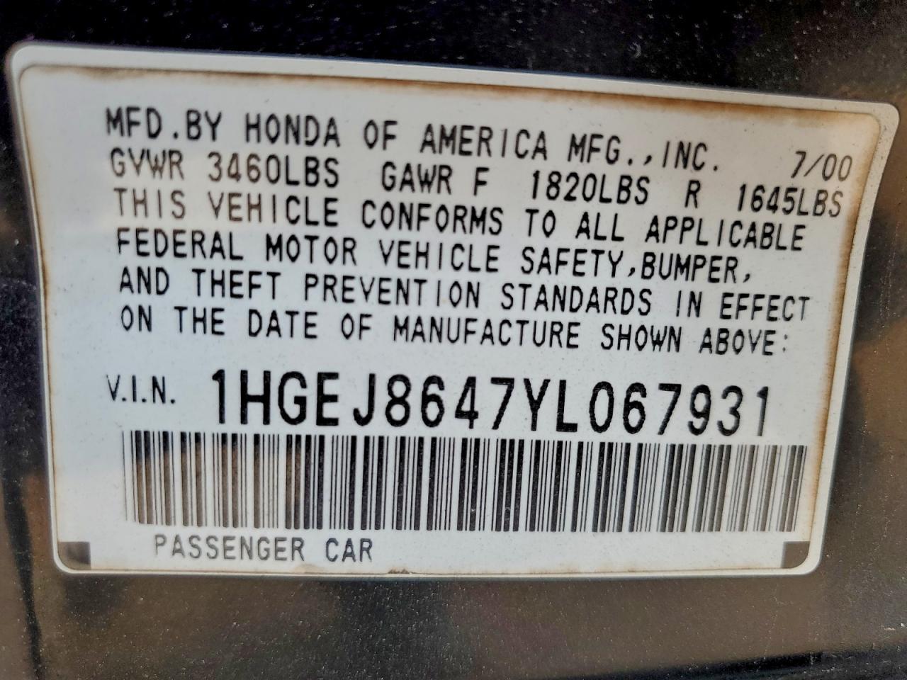 2000 HONDA CIVIC