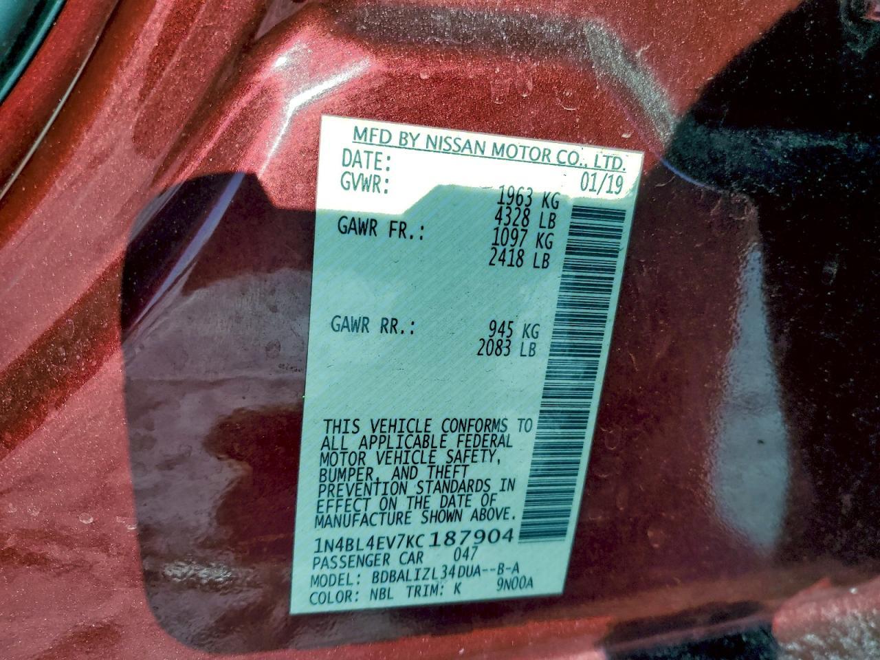 2019 NISSAN ALTIMA