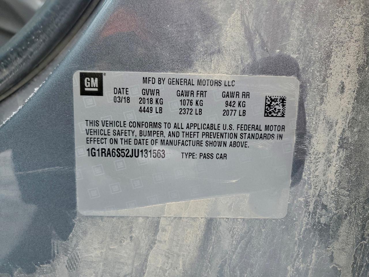2018 CHEVROLET VOLT