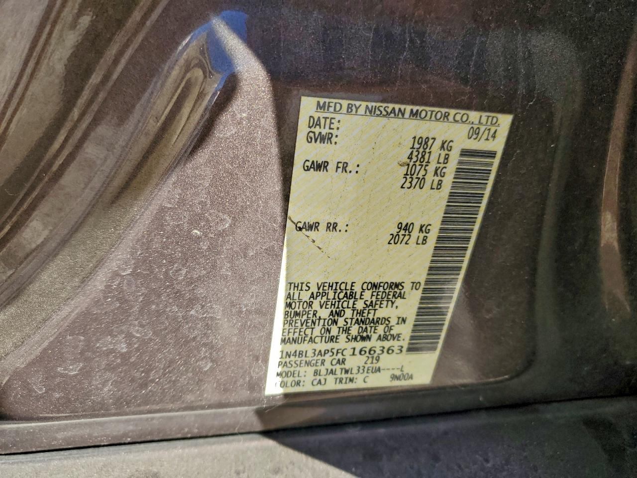 2015 NISSAN ALTIMA