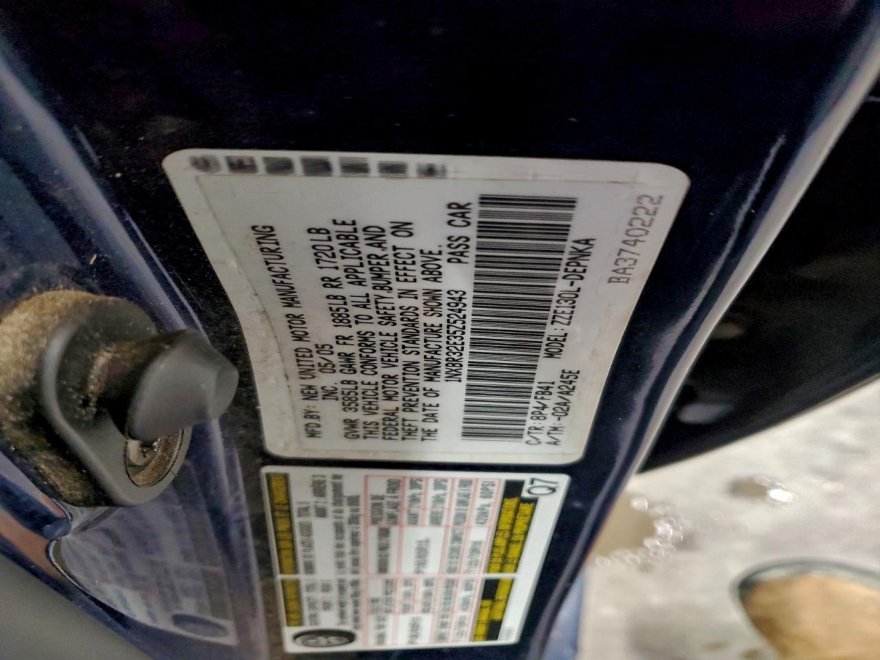 2005 TOYOTA COROLLA