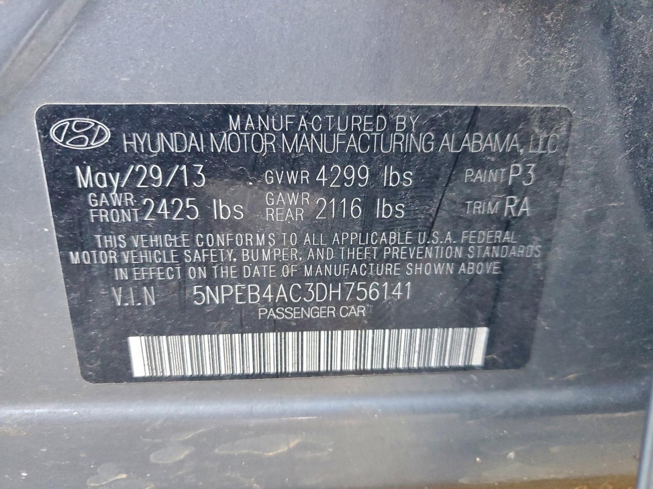 2013 HYUNDAI SONATA