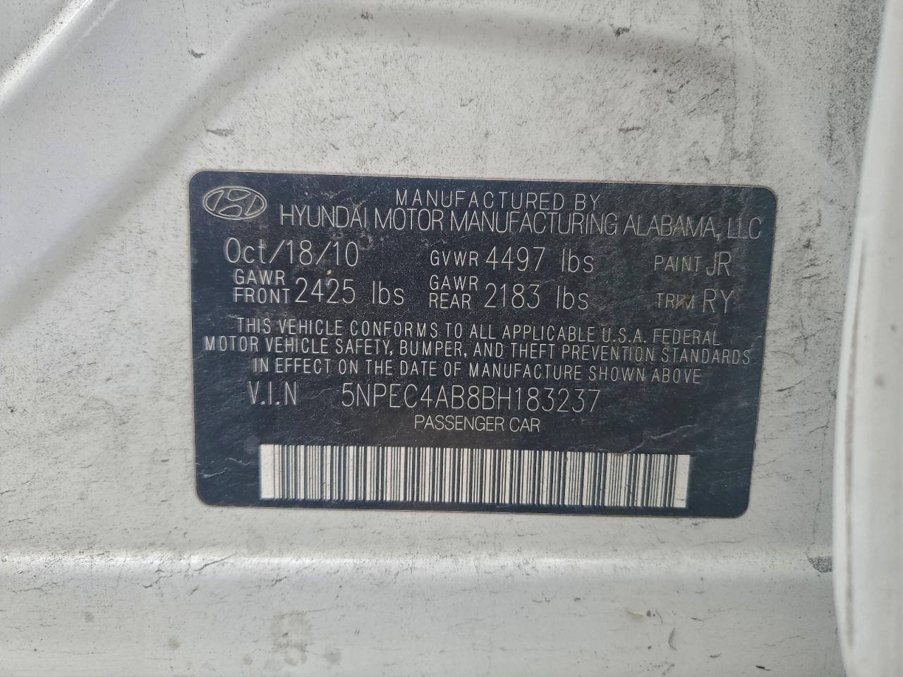 2011 HYUNDAI SONATA