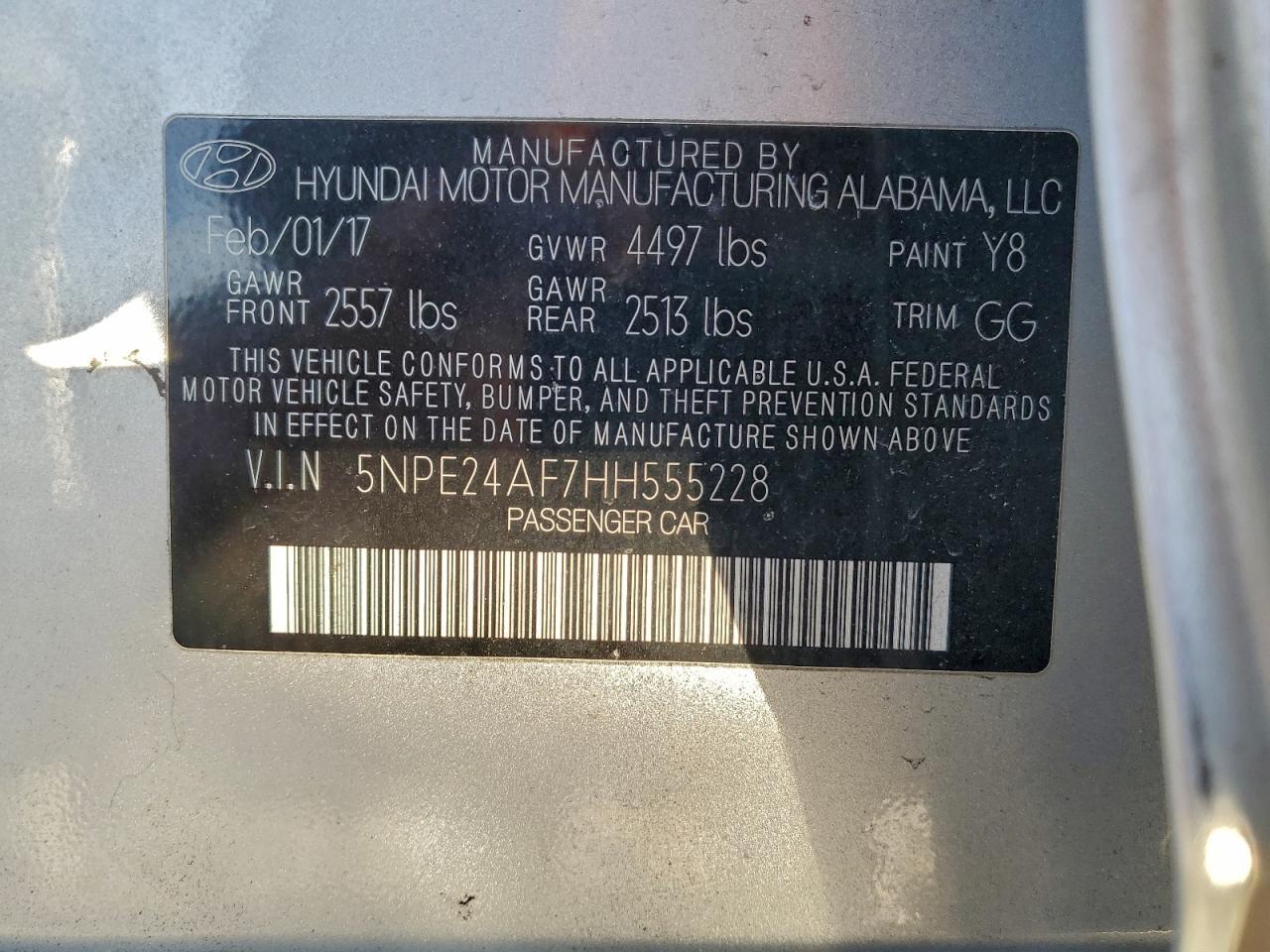 2017 HYUNDAI SONATA