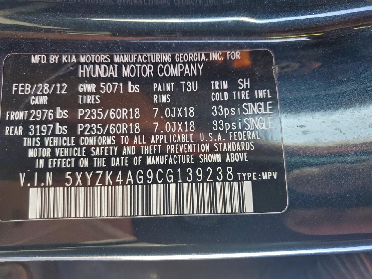 2012 HYUNDAI SANTA FE