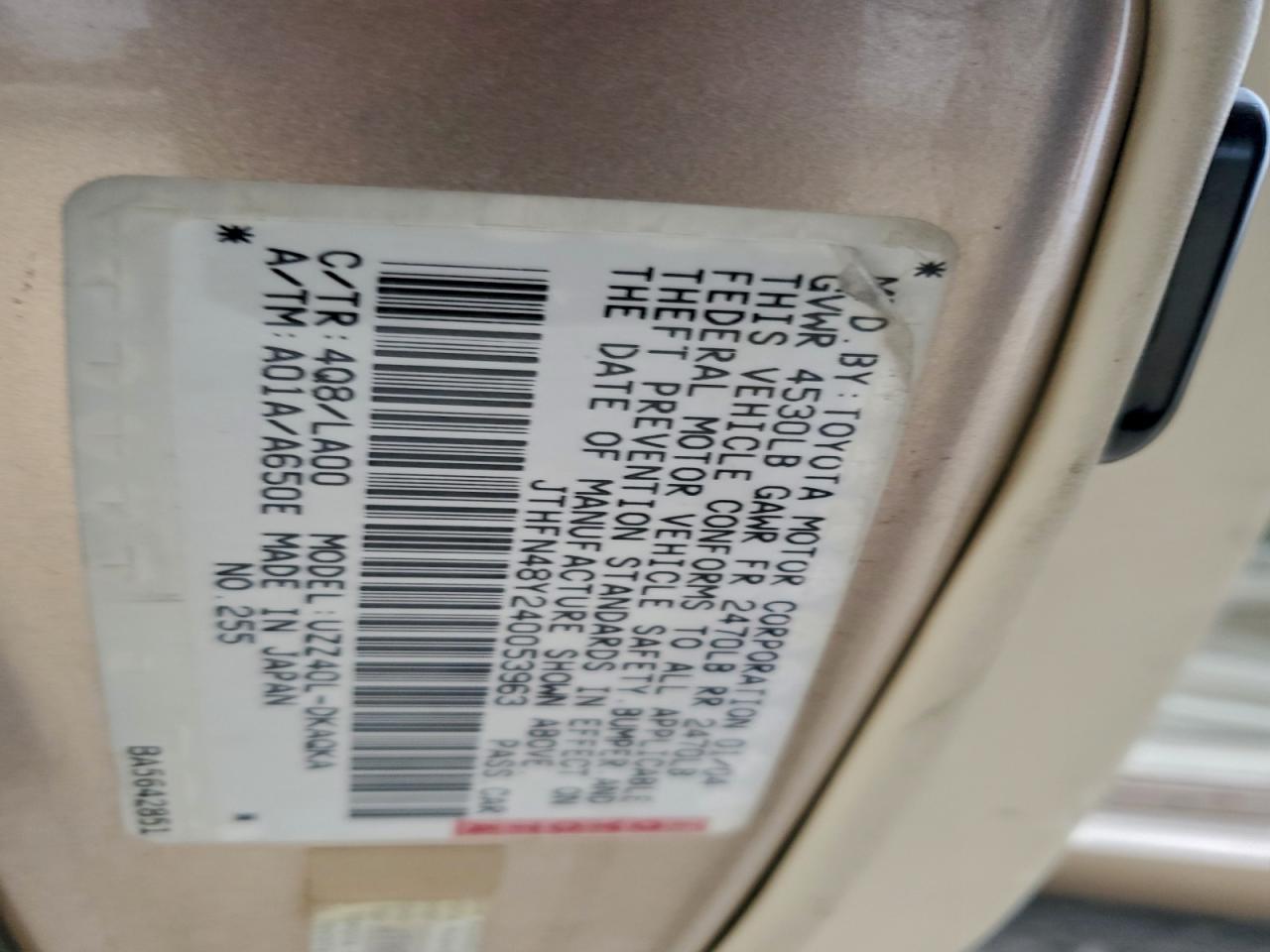2004 LEXUS SC 430